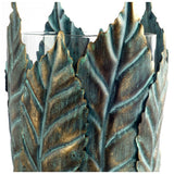 Pana I Small Green/Gold Metal Leaf Table Candle Holder from Mercana - Luna Furniture