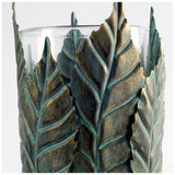 Pana II Large Green/Gold Metal Leaf Table Candle Holder from Mercana - Luna Furniture