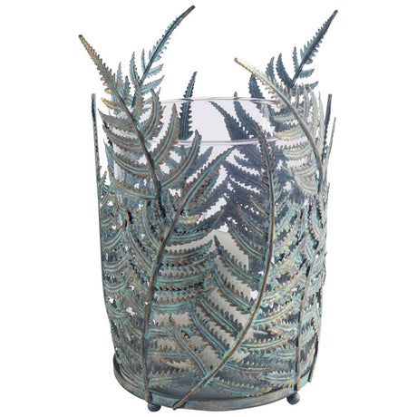 Palen II Large Green/Gold Metal Fern Leaf Table Candle Holder from Mercana - Luna Furniture