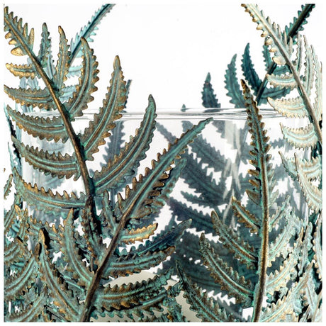 Palen II Large Green/Gold Metal Fern Leaf Table Candle Holder from Mercana - Luna Furniture
