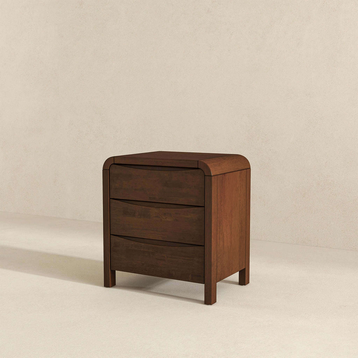 Lionel Mid Century Modern Solid Wood Nightstand 3-Drawer Bed Side Table from Ashcroft Furniture - Luna Furniture