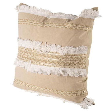Duston III 22 x 22 Tan and White Fringe Detail Decorative Pillow Cover from Mercana - Luna Furniture