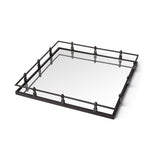 Christa 22L x 22W Black Metal Mirrored Base Square Tray from Mercana - Luna Furniture