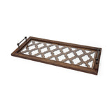 Stotonic 35L x 16W Brown Wood W Glass Top Rectangular Serving Tray from Mercana - Luna Furniture