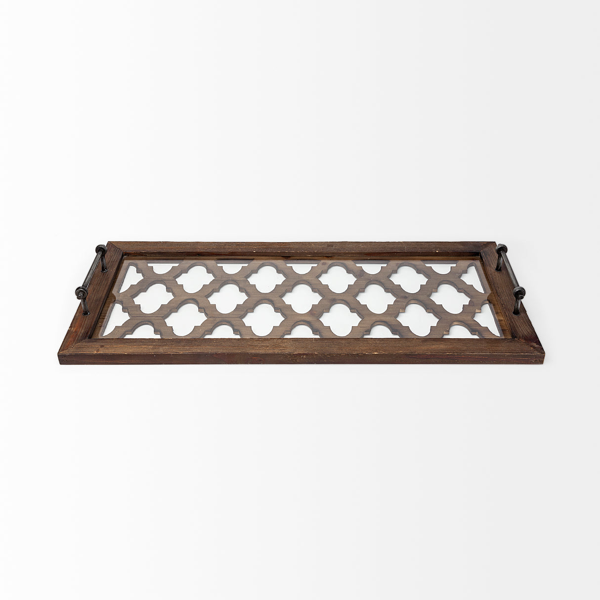 Stotonic 35L x 16W Brown Wood W Glass Top Rectangular Serving Tray from Mercana - Luna Furniture