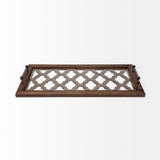 Stotonic 35L x 16W Brown Wood W Glass Top Rectangular Serving Tray from Mercana - Luna Furniture
