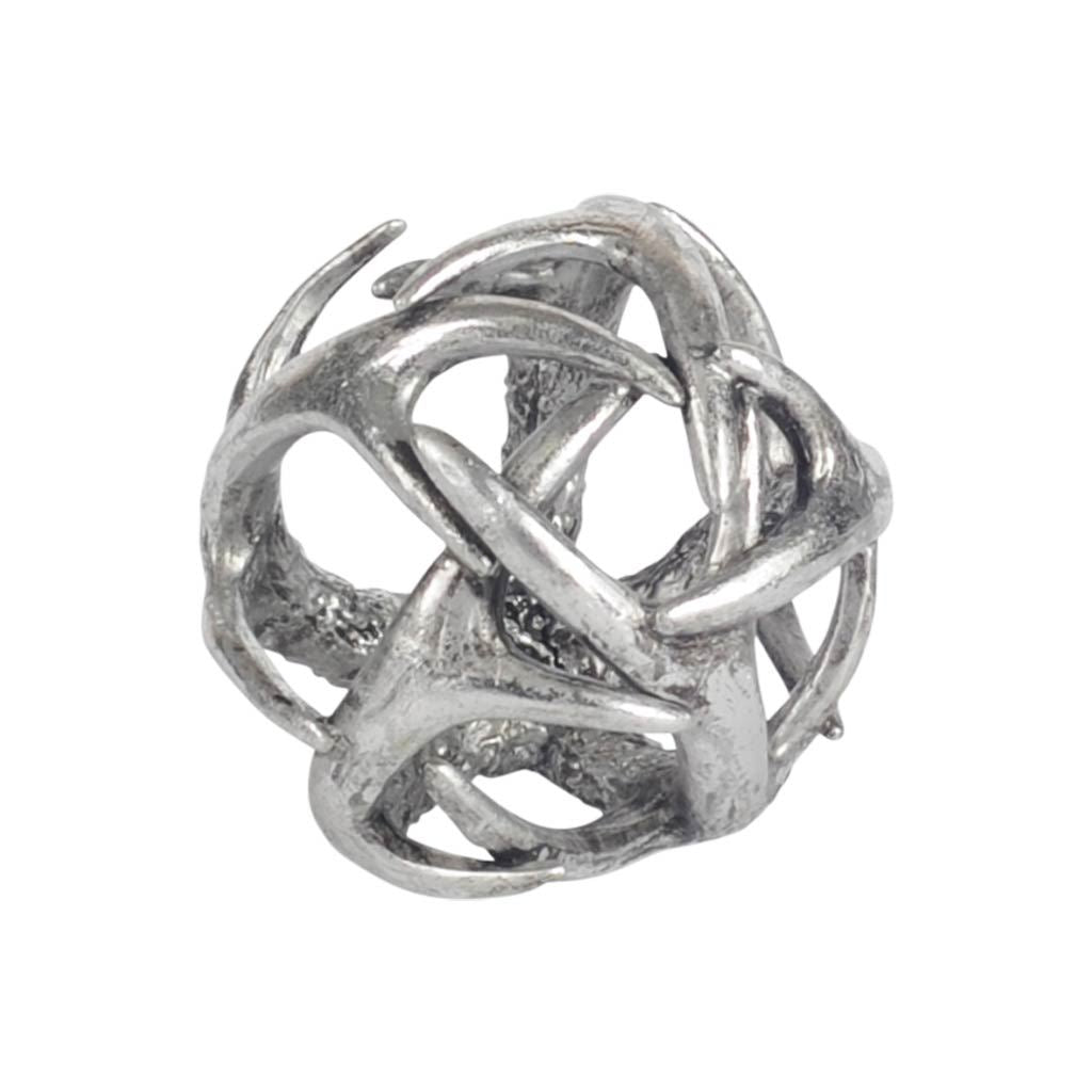 Ramus III (Small) 5L x 5W Silver Antler Shaped Decorative Orb Ball from Mercana - Luna Furniture