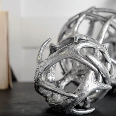 Ramus III (Small) 5L x 5W Silver Antler Shaped Decorative Orb Ball from Mercana - Luna Furniture