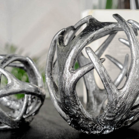 Ramus IV (Large) 7L x 7W Silver Antler Shaped Decorative Orb Ball from Mercana - Luna Furniture