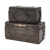 Cassia Set of 2 Brown Wooden Boxes from Mercana - Luna Furniture