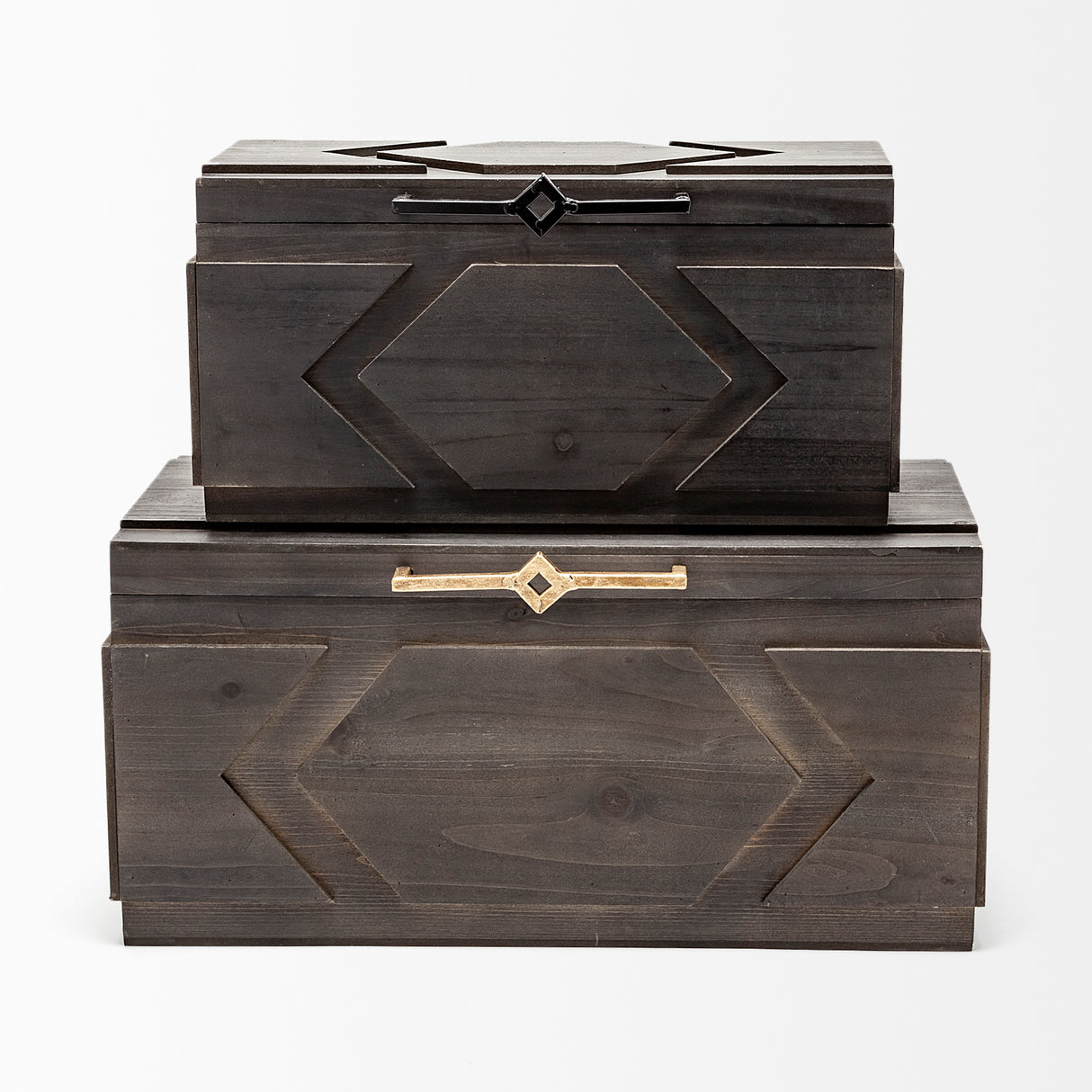 Cassia Set of 2 Brown Wooden Boxes from Mercana - Luna Furniture