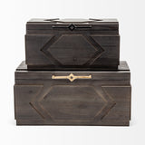 Cassia Set of 2 Brown Wooden Boxes from Mercana - Luna Furniture