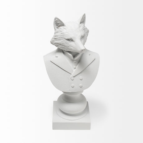 Murray 6L x 5W White Resin Business Fox from Mercana - Luna Furniture