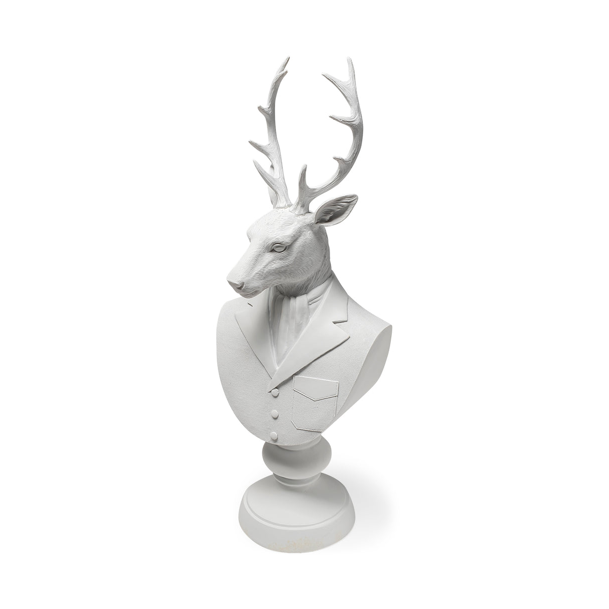 Mozart 8L x 6W White Resin Deer In A Suit from Mercana - Luna Furniture