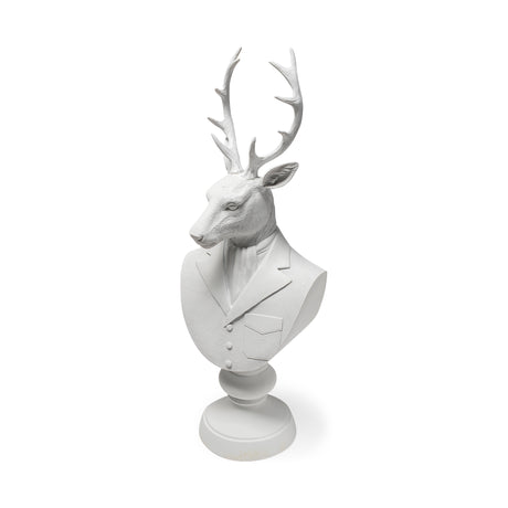 Mozart 8L x 6W White Resin Deer In A Suit from Mercana - Luna Furniture