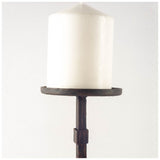 Edgeland I Short Brown Wood Metal Strap Candle Holder from Mercana - Luna Furniture