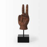 Pacem 4L x 4W Natural Wooden Carved Peace Sign Hand from Mercana - Luna Furniture