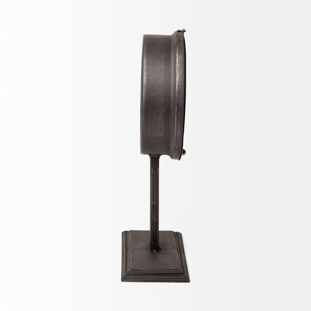 Attalack II Black Metal Round Face Table Clock from Mercana - Luna Furniture