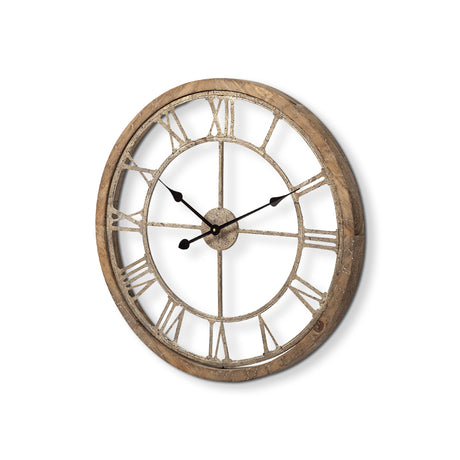 Mething Light Brown 25" Medium Farmhouse Wall Clock from Mercana - Luna Furniture