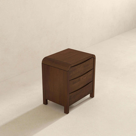 Lionel Mid Century Modern Solid Wood Nightstand 3-Drawer Bed Side Table from Ashcroft Furniture - Luna Furniture