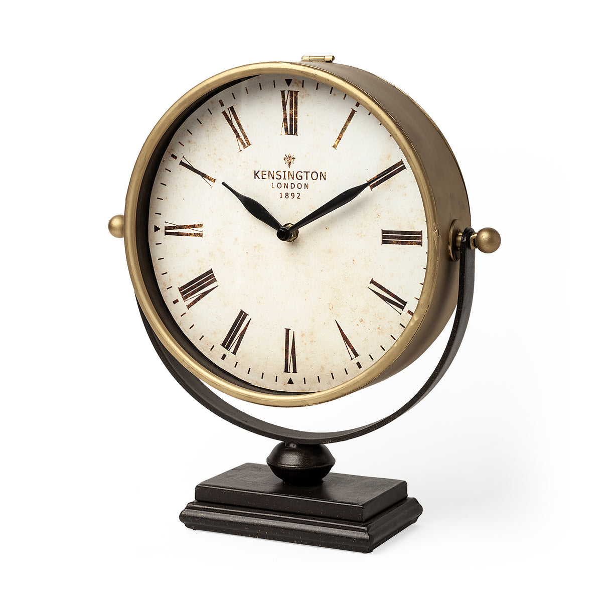 Houston Gold Metal Half Moon Base Table Clock from Mercana - Luna Furniture