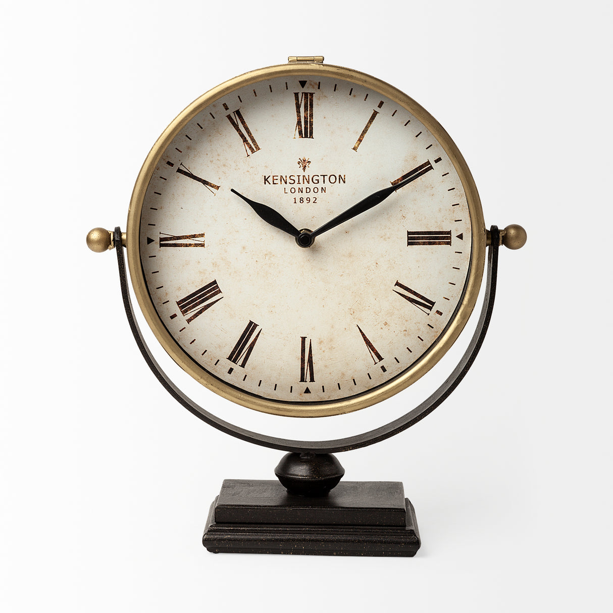 Houston Gold Metal Half Moon Base Table Clock from Mercana - Luna Furniture