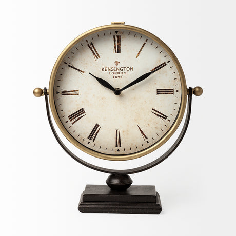 Houston Gold Metal Half Moon Base Table Clock from Mercana - Luna Furniture