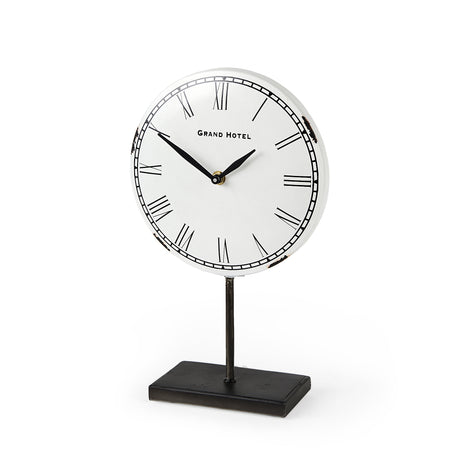 Harriet White/Bronze Metal Table Clock from Mercana - Luna Furniture