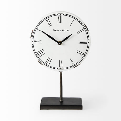 Harriet White/Bronze Metal Table Clock from Mercana - Luna Furniture