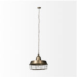 Tahla 14x 14.5 Gold Toned Metal Cage Pendant Light from Mercana - Luna Furniture