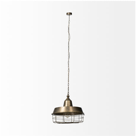 Tahla 14x 14.5 Gold Toned Metal Cage Pendant Light from Mercana - Luna Furniture