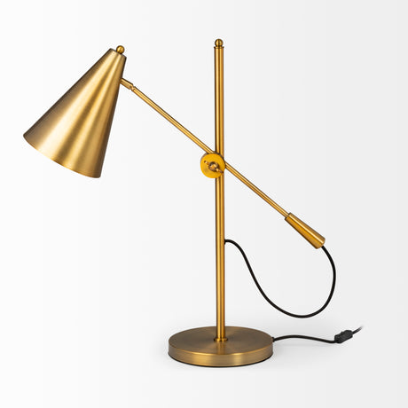 Fragon I (26"H) Gold-Tone Metal Adjustable Cone Shade Table Lamp from Mercana - Luna Furniture