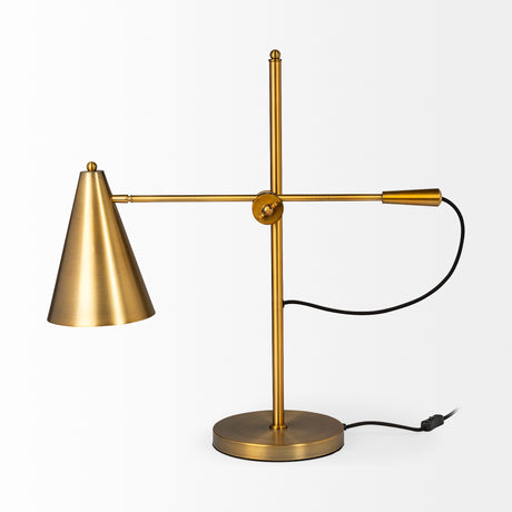 Fragon I (26"H) Gold-Tone Metal Adjustable Cone Shade Table Lamp from Mercana - Luna Furniture