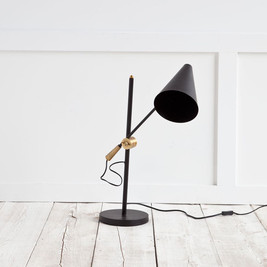 Fragon II(26"H) Black/Gold Metal Adjustable Cone Shade Table Lamp from Mercana - Luna Furniture