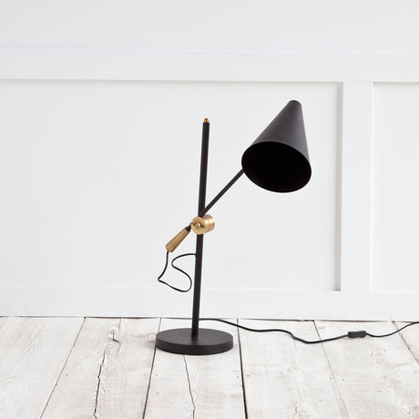 Fragon II(26"H) Black/Gold Metal Adjustable Cone Shade Table Lamp from Mercana - Luna Furniture