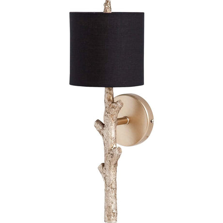 Sabinal II 7x18 Gold Resin Tree Branch Black Fabric Shade Wall Sconce from Mercana - Luna Furniture