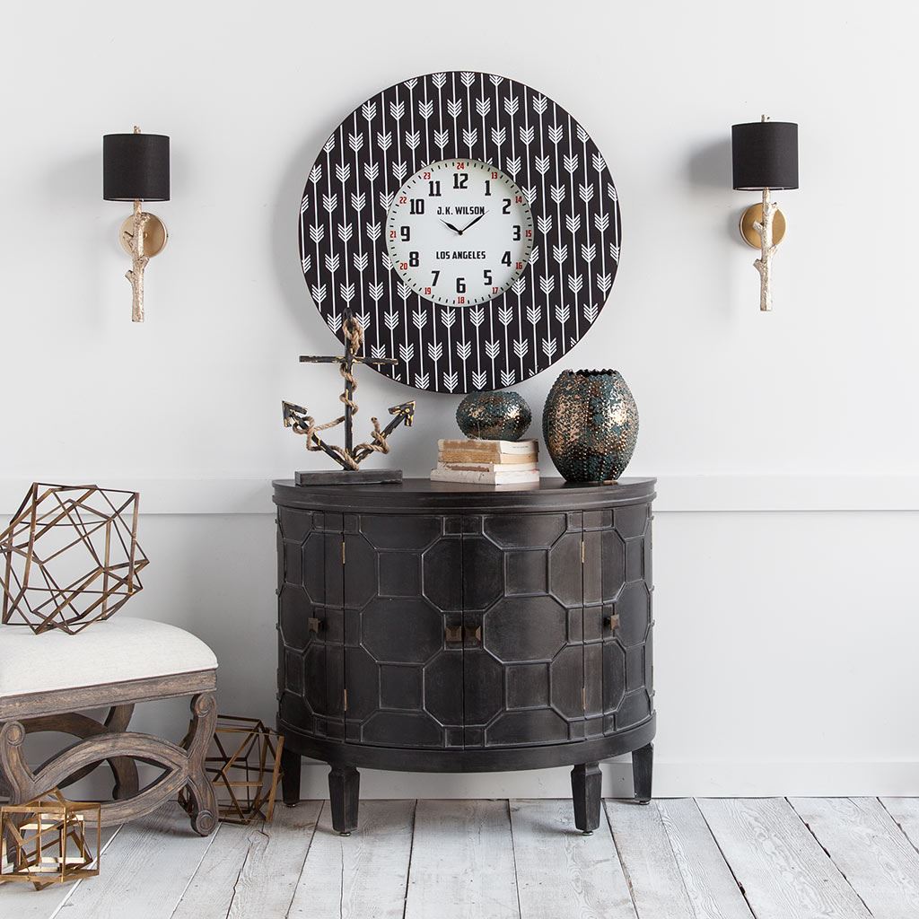 Sabinal II 7x18 Gold Resin Tree Branch Black Fabric Shade Wall Sconce from Mercana - Luna Furniture