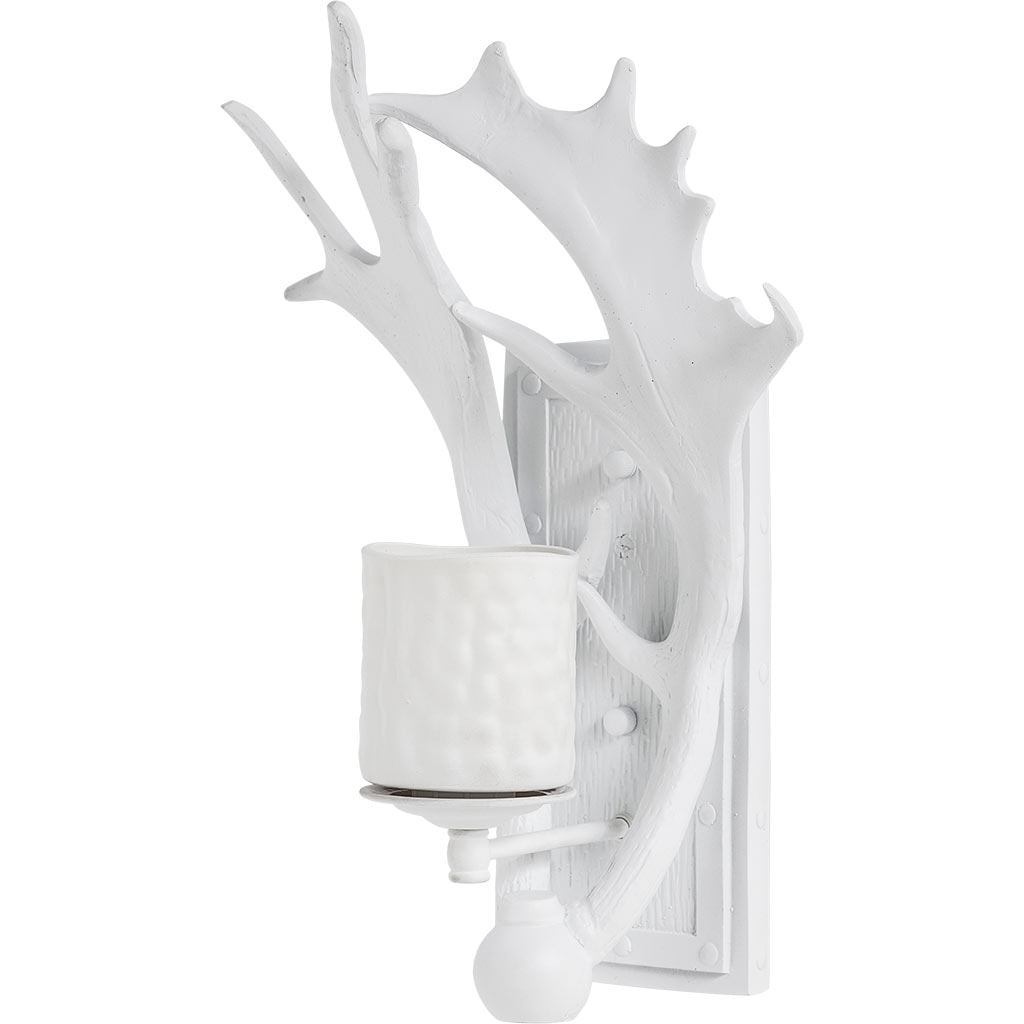 Rockland 8x19.5 White Resin Antlers Wall Sconce from Mercana - Luna Furniture