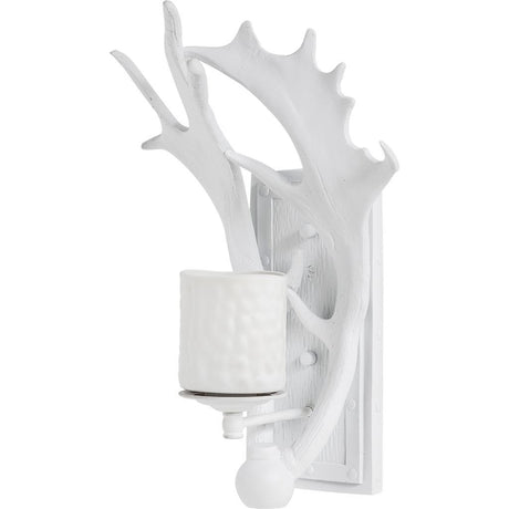 Rockland 8x19.5 White Resin Antlers Wall Sconce from Mercana - Luna Furniture