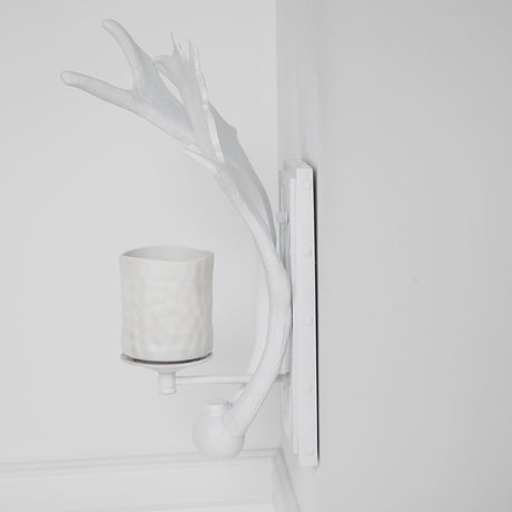 Rockland 8x19.5 White Resin Antlers Wall Sconce from Mercana - Luna Furniture
