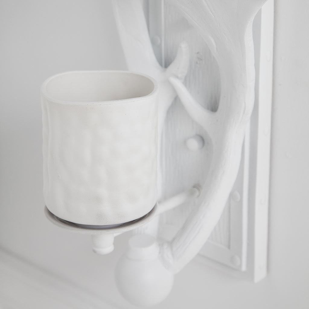 Rockland 8x19.5 White Resin Antlers Wall Sconce from Mercana - Luna Furniture