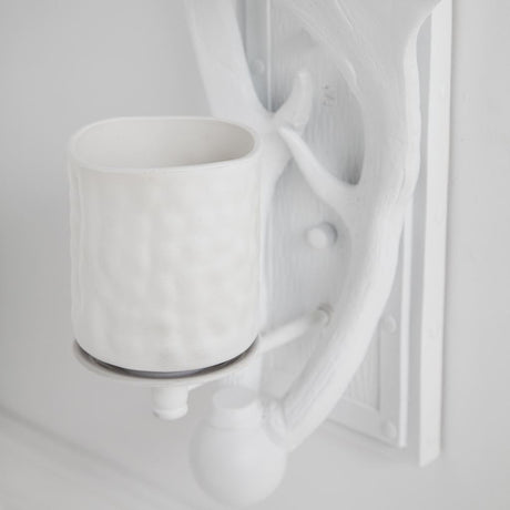 Rockland 8x19.5 White Resin Antlers Wall Sconce from Mercana - Luna Furniture