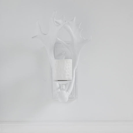Rockland 8x19.5 White Resin Antlers Wall Sconce from Mercana - Luna Furniture