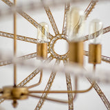 Ava White (34"D) Gold Metal and White Wood Beaded Six Bulb Chandelier from Mercana - Luna Furniture