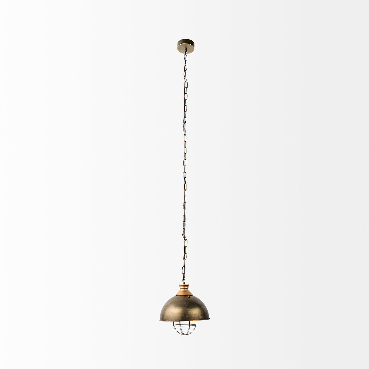 Dawson I 13x13.5 Silver Toned Metal Dome Pendant Light from Mercana - Luna Furniture