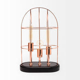 Sutton (19.3"H) Rose-Gold Metal Cylindrical Cage Three Bulb Table Lamp from Mercana - Luna Furniture