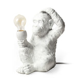 Simia (12"H) White Resin Playful Monkey Table Lamp from Mercana - Luna Furniture