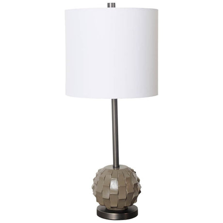 Brant I 25" Brown Resin Base White Shade Table Lamp from Mercana - Luna Furniture