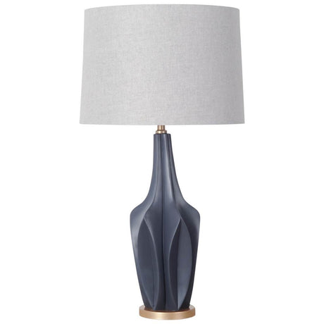 Bravar III 30" Gray-Blue Resin Base w/ Gray Fabric Shade Table Lamp from Mercana - Luna Furniture