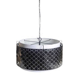 Brasseur I (26"x15") Charcoal Black Metal Fish Scale Three Bulb Chandelier from Mercana - Luna Furniture